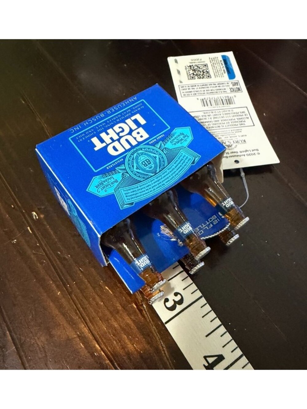 Bud Light Holiday Ornament Miniature Beer Bottle Set In Blue Box U16a - Picture 8 of 9